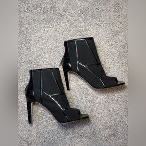 NIB Jessica Simpson JP Colsen Fishnet Mesh Overlay PeepToe Booties, Black, Sz 11